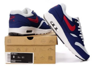 Кроссовки Nike Air Max 87 бело-синие с красным мужские - общее фото