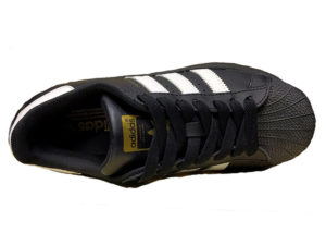 Adidas Superstar Leather черные с белым - фото сверху