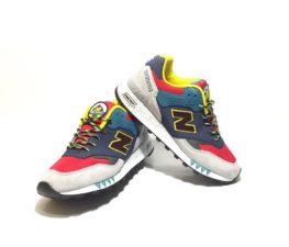 Кроссовки New Balance 577 замша-сетка сине-серые с красным 40-44