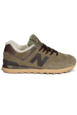 Зимние New Balance 574 зелёные с коричневым (40-45)