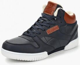 Зимние Reebok Classic Leather Mid с мехом синие с коричневым (40-45)