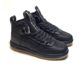 Зимние Nike Air Force 1 Lunar Duckboot с мехом черные (40-44)