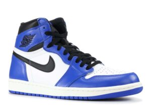 Nike Air Jordan 1 High Game Royal синие с белым кожаные мужские (40-44)