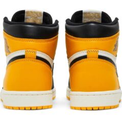 Nike Air Jordan 1 High OG Taxi желтые с белым и черным кожаные мужские-женские (35-44)