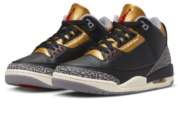Nike Air Jordan 3 Black Cement Gold черно-серые с золотым кожаные мужские (40-44)