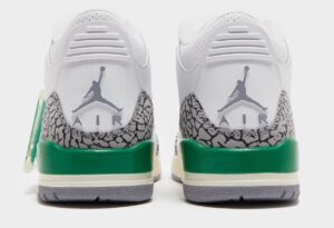 Nike Air Jordan 3 Lucky Green бело-серые с зеленым кожаные мужские (40-44)
