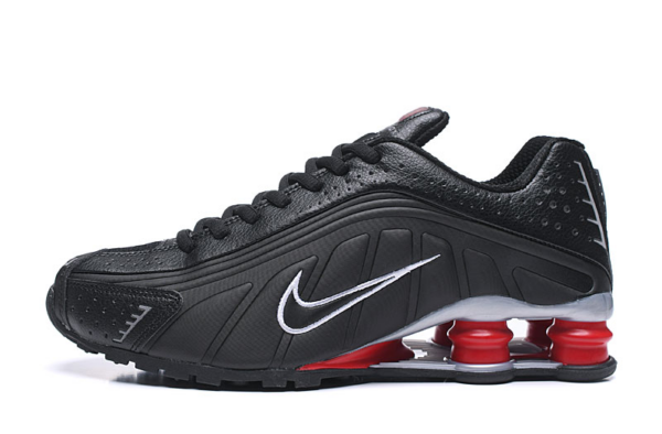 Nike Shox R4 черные с красным кожаные мужские (40-44)