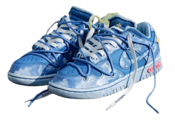 Off-White x Nike Dunk Low Dear Summer синие с голубым кожа-нубук мужские-женские (40-44)